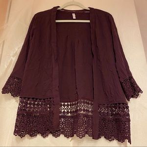 Xhilaration Burgundy Crocheted Cardigan